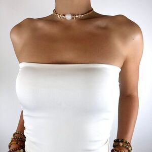 Vintage Y2K Beaded Crystal Stone Choker Necklace - Beachy Granola Girl Jewelry